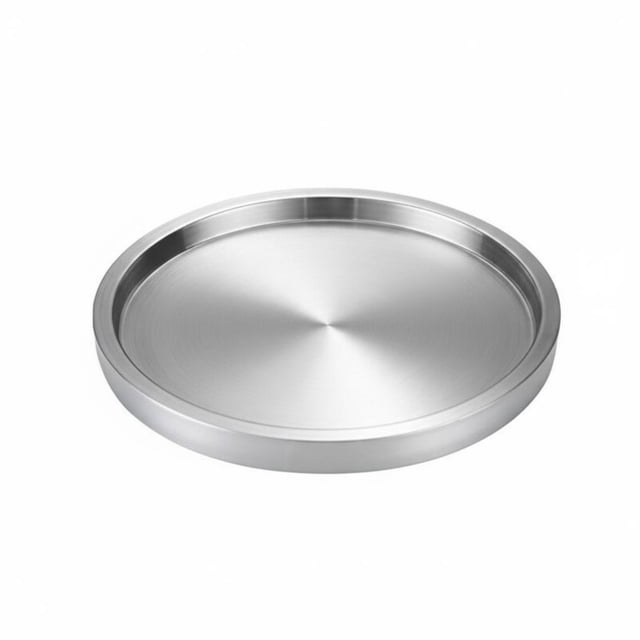 predolo Plato Redondo de Acero Inoxidable Reutilizable Bandeja para Barbacoa Coreana Resistente Al Óxido Plato de Fondo Plano Engrosado para Restaurantes