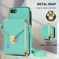 thumbnail image 3 of Nalacover Wallet Case for iPhone 7 / 8 / SE 2020 / SE 2022,with Removable Adjustable Shoulder Strap,PU Leather Back Zipper Pocket Card Holder Stand Purse Shockproof Phone Case for Women Men,Mint, 3 of 14
