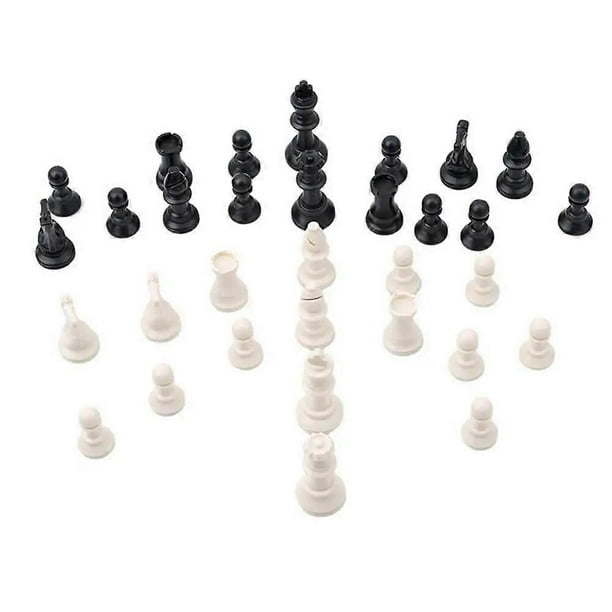 32Pcs/Set Black & White Plastic Medieval Chess Pieces Game Chessmen 65/75/95mm For Home