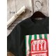 thumbnail image 2 of 100% Cotton Women's Casual T-Shirt with Sardine Print - Short Sleeve, Machine Washable, White Stripes and Sandwich Design, Perfect for Spring/Summer, 2 of 5