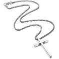 thumbnail image 5 of Cross Necklace For Men, Silver Black Gold Stainless Steel Cross Pendant Necklace For Men, 23.6 Inches Chain, 5 of 5