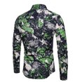 thumbnail image 2 of Aqestyerly Hommes de la Mode Casual Chemise à Manches Longues Lin Floral Col à Revers Mince, 2 of 3