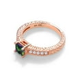 thumbnail image 3 of Gem Stone King 0.95 Ct Princess Cut Green Mystic Topaz White Created Sapphire 18K Rose Gold Plated Silver Ring (Size 6), 3 of 5