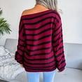 thumbnail image 5 of Fesfesfes Women Sweaters Casual Stripes Casual Loose Long Sleeve Sweater Short Under $10, 5 of 5