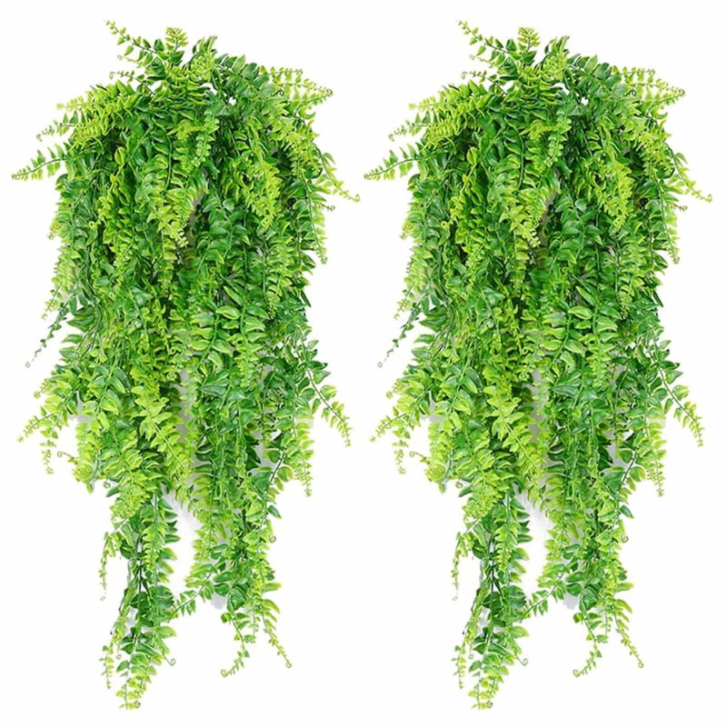 BINYOU 2pcs Artificial Hanging Vines Ferns Plants Fake Ivy Leaves Wall Decoration