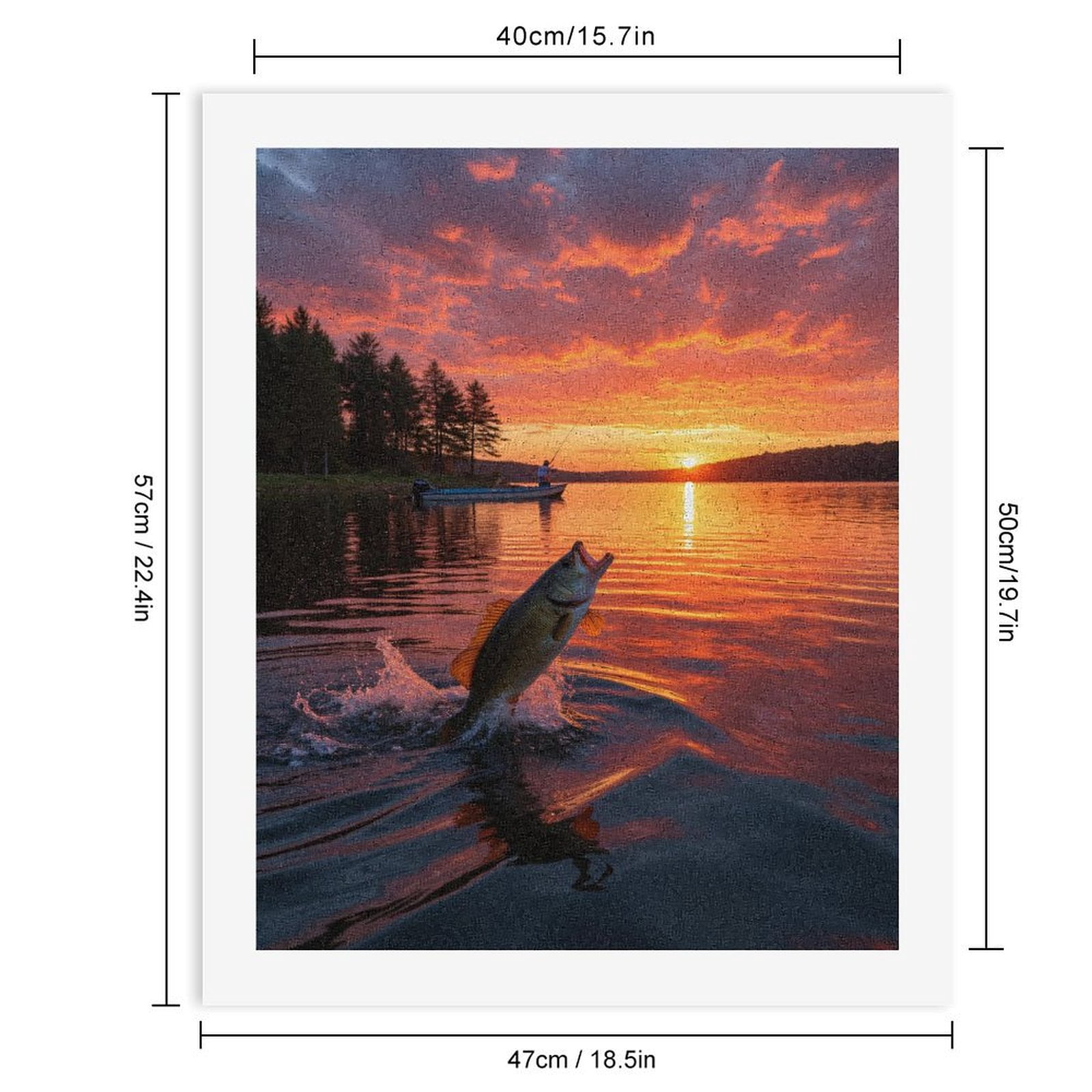 Paint By Numbers Kit for Adults Beginner - DIY Fishing Sunset Lake Splashing Water Canvas Painting Kits for Adults, Frameless Paint By Number for Adults for Home Wall Decor 16x20 Inch