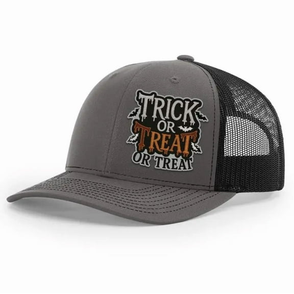 Trick or Treat Trucker Hat, Halloween Costume Accessory, Spooky Season Baseball Cap, Embroidered Halloween Party Hat, Gifts for Him Her, Fall Festival Merch.