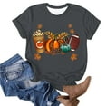 thumbnail image 2 of WREESH Thanksgiving Shirts for Women Casual Crew Neck Tees Short Sleeve Graphic T-Shirts Fall Tops 2025 Gray, 2 of 4