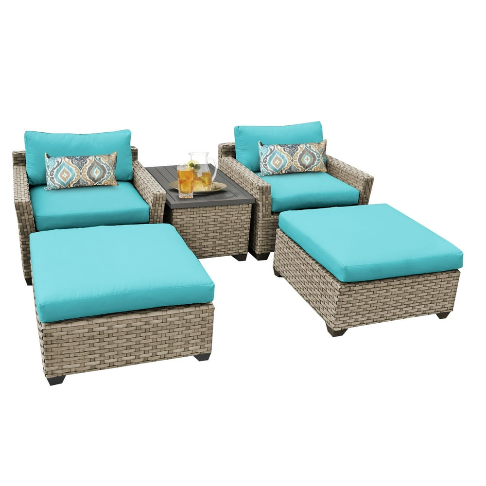 Hampton 5 Piece Outdoor Wicker Patio Furniture Set 05a - Walmart.com