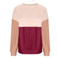 thumbnail image 4 of miqiqism Womens Sweatshirts Trendy Color Block Loose Sweatshirt Juniors Casual Drop Shoulder Pullover Blouses Teen Girls Crew Neck Long Sleeves Clothing,Wine,Small, 4 of 6