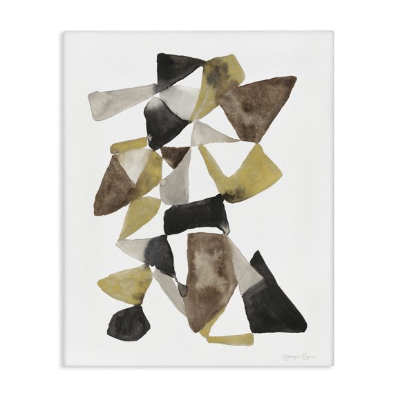 Stupell Industries Contemporary Abstract Black Gold Brown Shape Canvas Art, 16 x 20, by Jennifer Goldberger