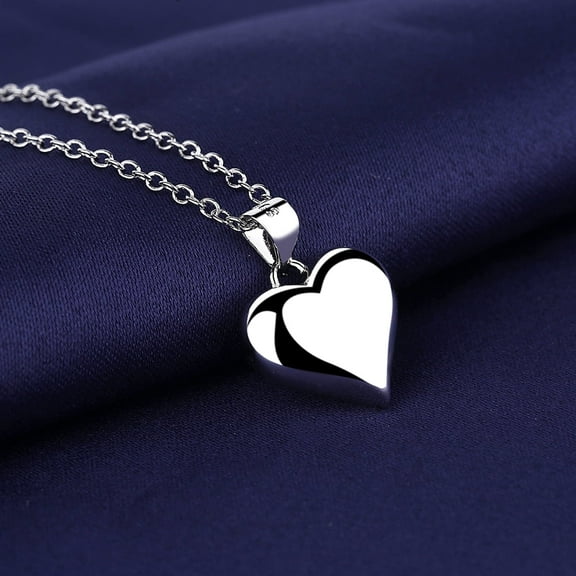 18K White Gold-Plated Puff Heart Pendant Necklace