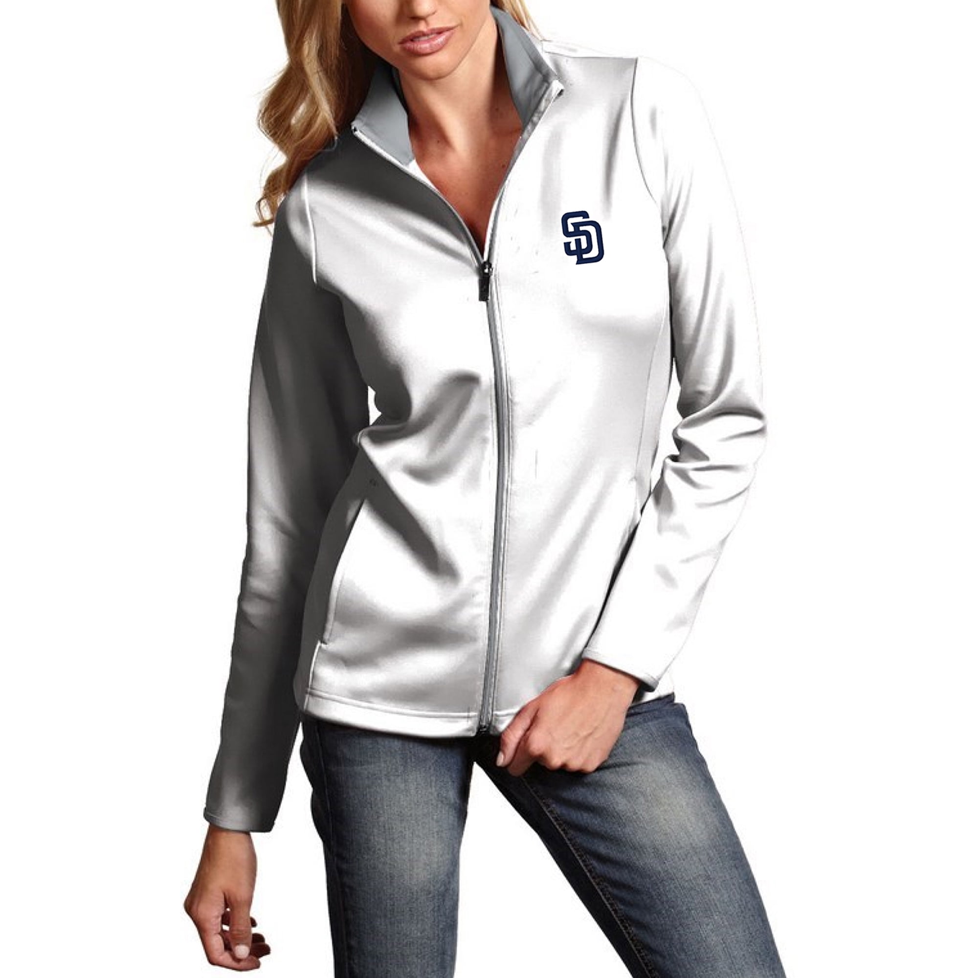 San Diego Padres Antigua Women's Leader Full-Zip Jacket White by ANTIGUA GROUP/ 22534