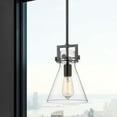 thumbnail image 2 of Innovations Lighting  Newton Cone - 1 Light 8" Stem Hung Pendant Clear/Matte Black, 2 of 4