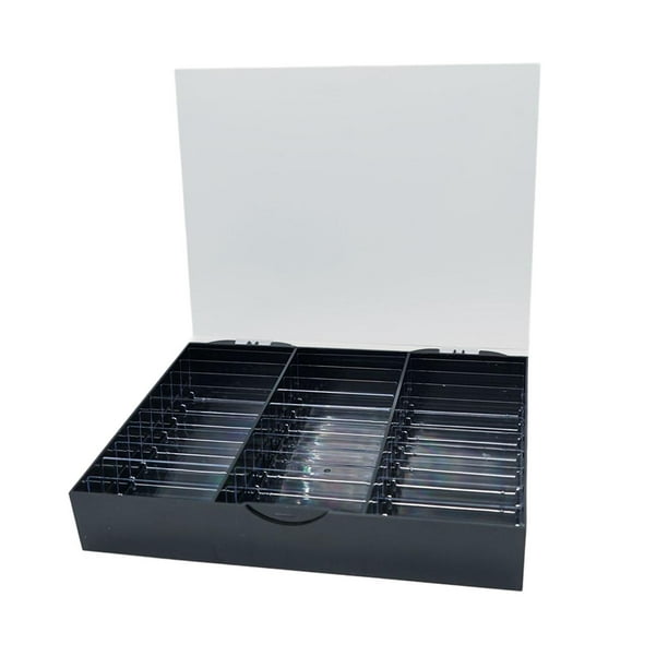 Caja de almacenamiento para uñas postizas con tapa transparente, 30 rejillas, expositor para uñas Negro