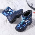 thumbnail image 6 of Quealent Boys Snow Boots Waterproof Outdoor Warm Slip girls Winter Shoes Blue for Size 1, 6 of 8