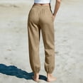 thumbnail image 4 of TaTaai Women's Summer Linen Loose Ankle Cuffed Pants Elastic Drawstring Waist Solid Trousers with Side Pockets Comfy Casual Vacation Bottoms Gift, 4 of 5