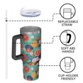 thumbnail image 4 of 40oz Pioneer Flower Floral Print Pattern Insulated Tumbler with Handle, BPA-Free Leak Proof Lid and Straws, Double Wall Vacuum, Hot 12h/Cold 34h, 4 of 6