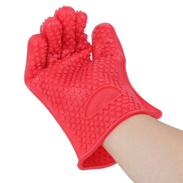 Spptty Silicone Gloves Baking Gloves Microwave Gloves Oven Gloves Household Microwave Oven Insulation Non‐slip Silicone Baking Finger Gloves Kitchen U