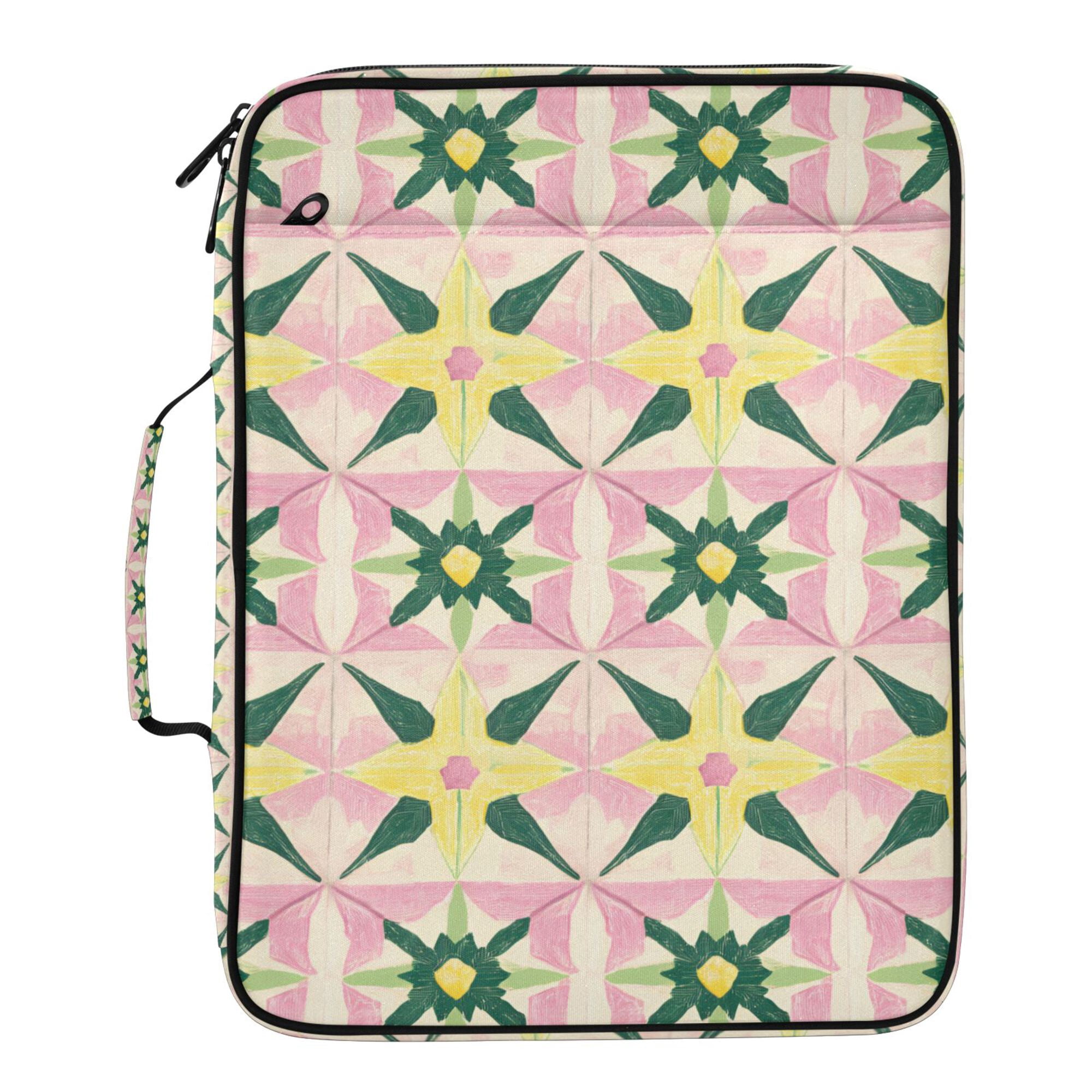 FORMRS Accordion File Folder A4 Size 7-Pocket Expanding Document Organizer Bag with 3 Ring Binder, Yellow Symmetrical Stars