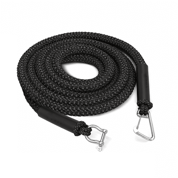 Dandelion Brand Black Elastic Anchor Rope, Bungee Dock Line, Elastic Buffer, 14 ft to 25 ft Stretch for Boats and Kayak