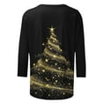 thumbnail image 5 of Darzheoy Christmas Womens Tops Fashion Solid Color Graphic Pullover Round Neck Fall Winter Sweatshirts Loose Mid-Length 3/4 Sleeve Printed Blouses, 5 of 5