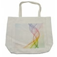 thumbnail image 1 of Abstract Shopping Bag, Modern and Cool Smoke Wavy Like Design with Rainbow Alike Detailed Work of Art, Eco-Friendly Reusable Bag for Groceries Beach and More, 15.5" X 14.5", Cream, by Ambesonne, 1 of 2