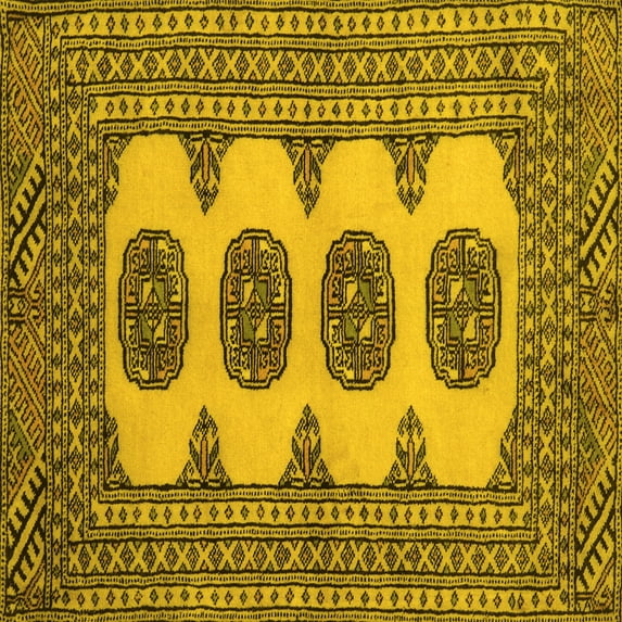 Ahgly Company Machine Washable Indoor Square Southwestern Yellow Country Area Rugs, 3' Square