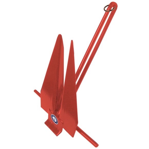 Greenfield Boat Anchor 669-6-RD Traditional; Slip-Ring Fluke Style; Holds Up To 16 Feet Length Boat; 6 Pound; PVC Coated; Red; Cast Iron; Anchor Only