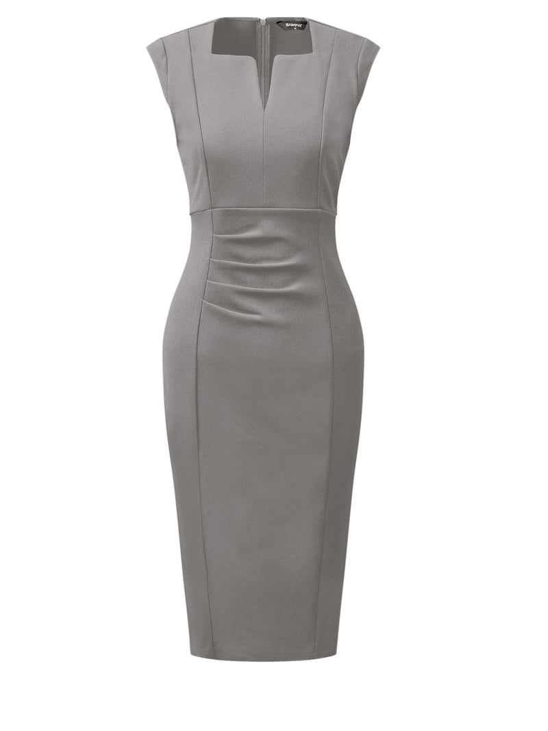 light grey pencil dress Inspire Chic Women's Sheath Dress Pencil Work Sleeveless Professional Office Dresses S Light Grey