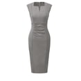 thumbnail image 3 of INSPIRE CHIC Women's Sheath Dress Pencil Work Sleeveless Professional Office Dresses L Light Grey, 3 of 7