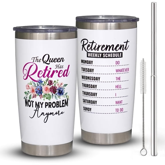 Funny Happy Retirement Gifts for Women Coworker Teacher Nurse, Retired Gifts for Women, Best Cool Retirement Gifts, 20 oz White Tumbler Cup