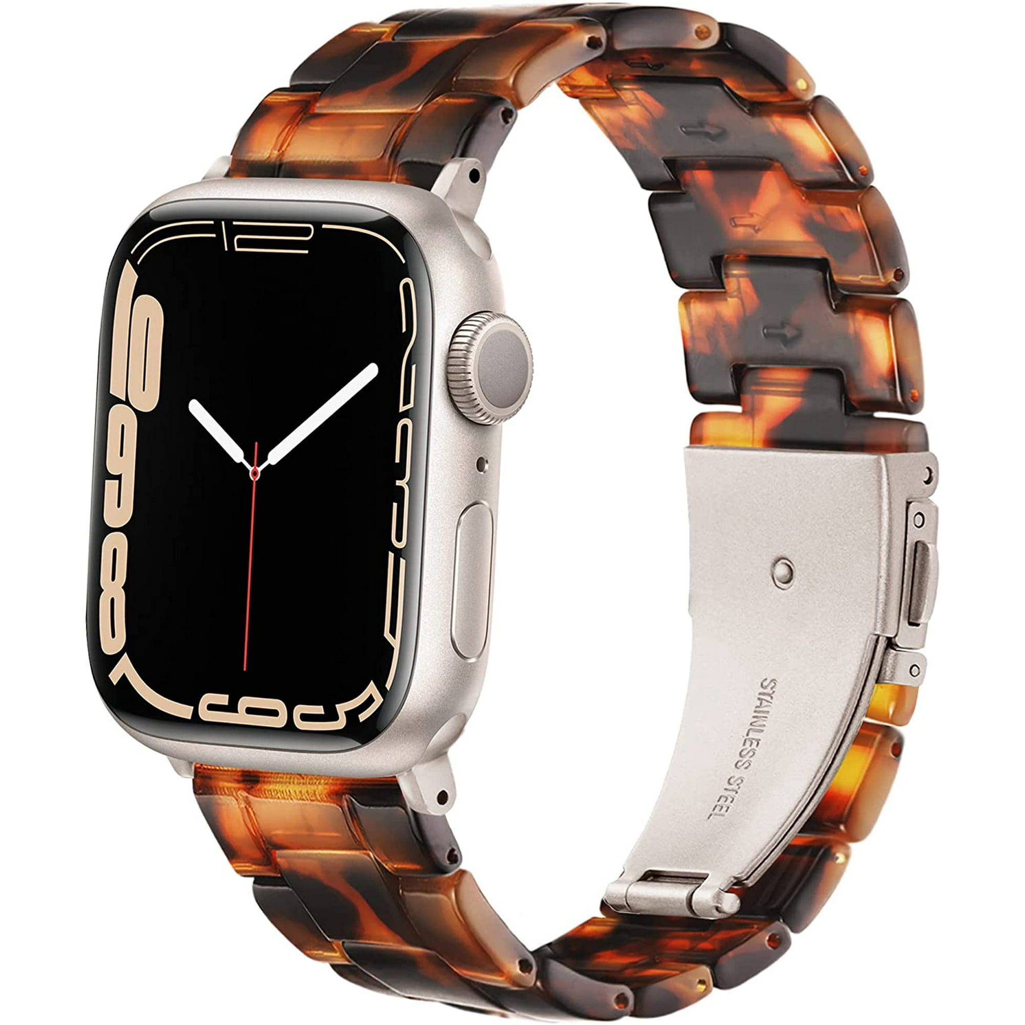 ICHUDAN Series 7 Starlight Resin Apple Watch Band 45mm Women Men Super Lightweight Comfortable Compatible with Apple Watch Band Series 7 Fashionable for Apple Watch 7 Band Starlight Shell Color Walmar...