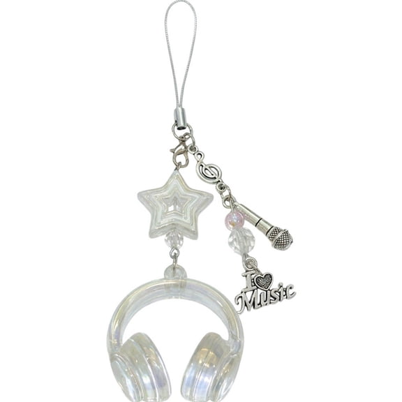 Aesthetic Y2K Phone Charm Keychains Pendant Mini Headphone Phone Charms Cute Headset Phone Lanyard Keyring Purse Charms Bag Accessories
