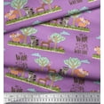 thumbnail image 3 of Soimoi Poly Georgette Fabric Tree,Deer & Racoon Cartoon Print Fabric by The Yard 42 Inch Wide, 3 of 3