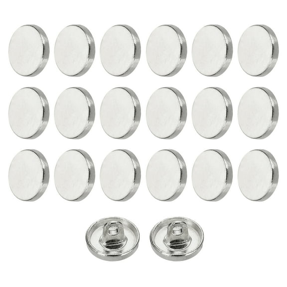 20pcs 18L Metal Round Flat Sewing Buttons 11.5mm Alloy Shank Craft Replacement Button for Men Women Suit Woolen Coat Shirt Trousers Sewing Crafts, Silver Tone