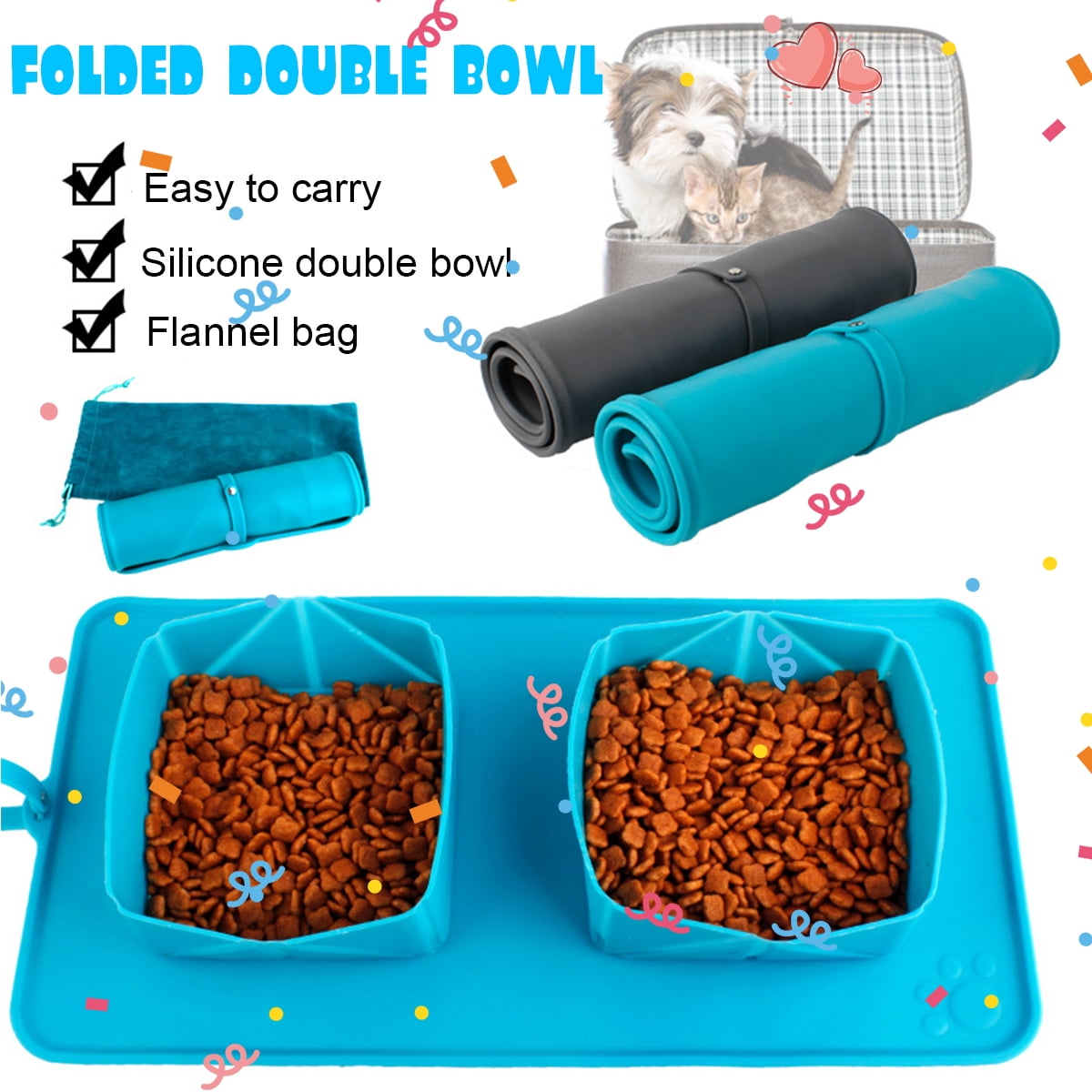 travel dog food container with bowls