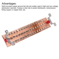 thumbnail image 4 of Uxcell 1 Set Wall Mounted 20" x 3.94" x 0.24" Copper Ground Bar 51 Terminal Positions Ground Bar Kits, 4 of 5