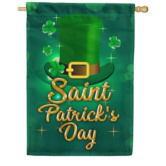 America Forever Saint Patrick's Day House Flag Leprechaun Hat 28 x 40 Inch Luck of the Irish Double Sided Outdoor Yard Lucky Clover Shamrock St Patricks Day Decorations