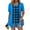 Blue, variant on Women's Tops, Short Sleeve Blouse with Fake Two-Piece Round Neck, Casual Stretch Polyester Top for Women, Comfortable Summer Blouse