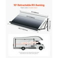 thumbnail image 4 of KFFKFF RV Awning Replacement, 10', Water-Resistant Sun Shelter Vinyl RV Pull-Out Awning with Aluminum Alloy Structure, Electrically Operated Gradient Black Exterior Trailer Shade, 4 of 9