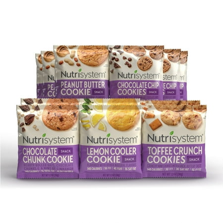 Nutrisystem Cookie Bites Variety Pack, Shelf-Stable, Support Weight Loss, 12 Count