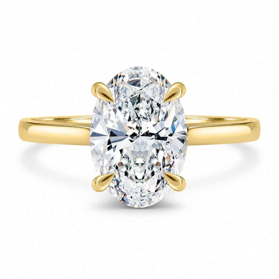 vylahjewellery Oval Moissanite Ring, Engagement Ring for Women, Hidden Halo Wedding Ring, 4 Prong Solitaire Ring
