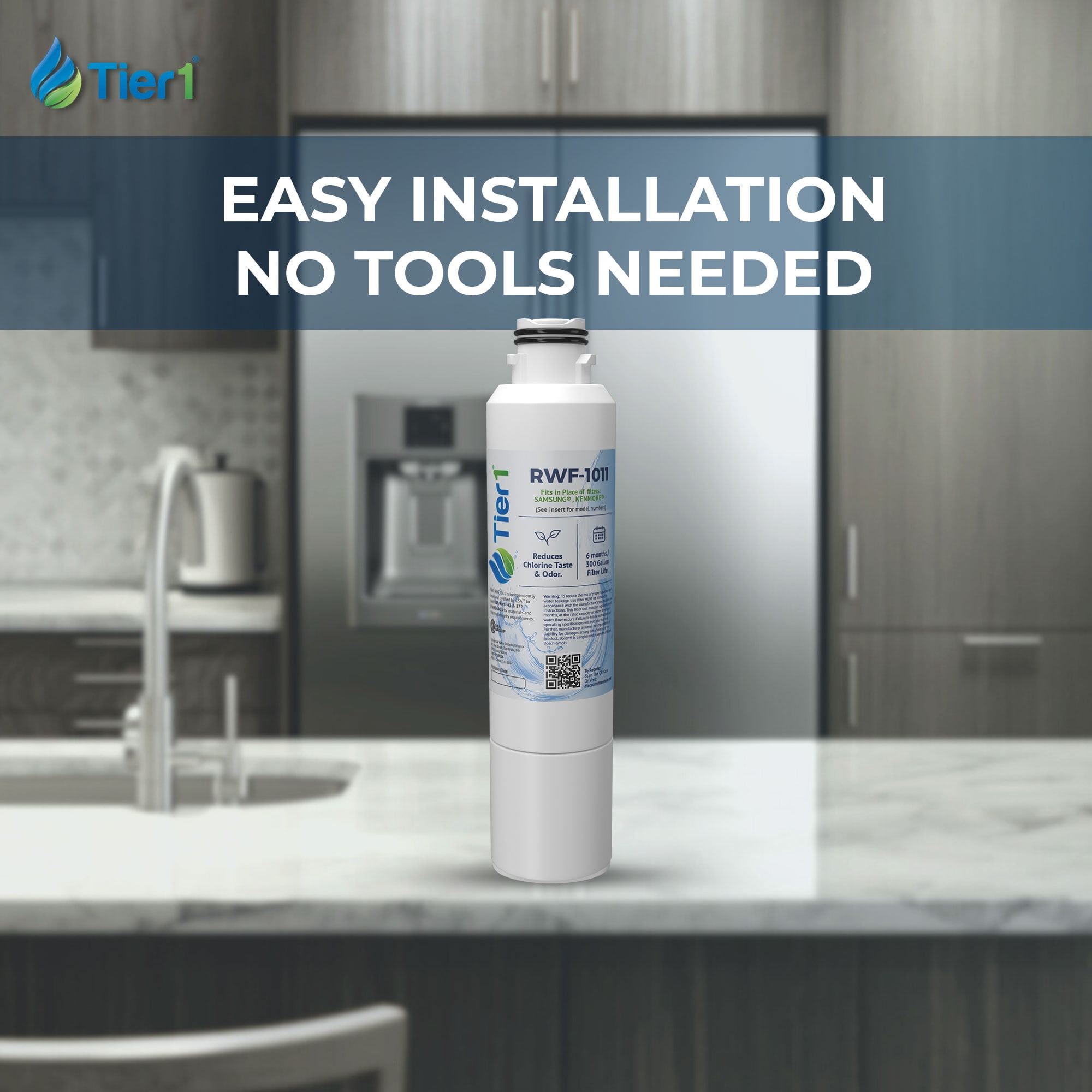Tier1 RWF1011 DA29-00020B Refrigerator Water Filter | Replacement for Samsung HAF-CIN, WF294, FMS-2 Fridge Filter - Up to 12 Months Supply | Easy Install | Odor Control | Great Tasting Water (2-pk)