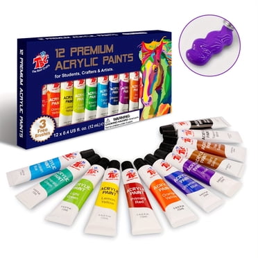 TBC The Best Crafts 12-Count Acrylic Paint Set, 0.4fl.oz/12ml Bottles, Non-Toxic & Vibrant