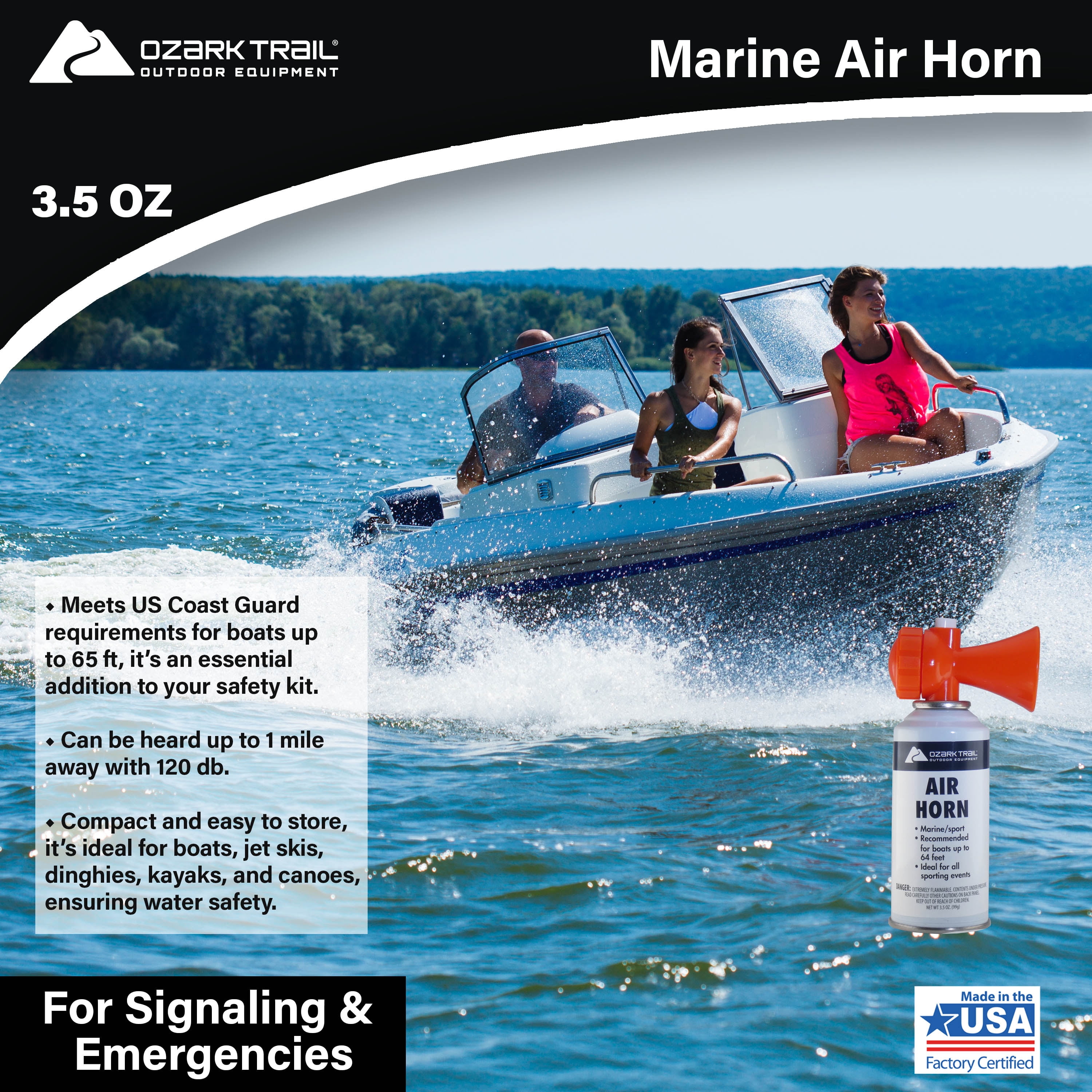 Ozark Trail Boat Accessories Sports and Marine Safety Air Horn 3.5 oz.