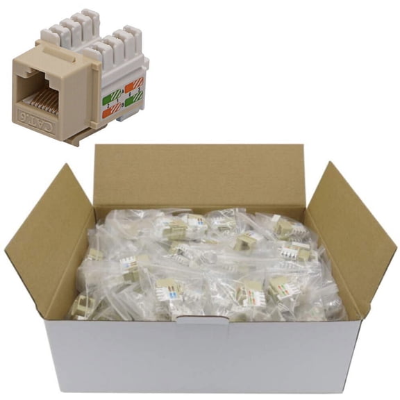 100 Lot CNAweb Cat6 RJ45 Punchdown Keystone Network Jack, 110 Style, Ivory