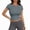 Grey Tops, variant on CUSTG Women Casual Shirts Summer Solid Color Short Sleeve Slim O-Neck T Shirt Athletic Training Tops Classic T-Shirt