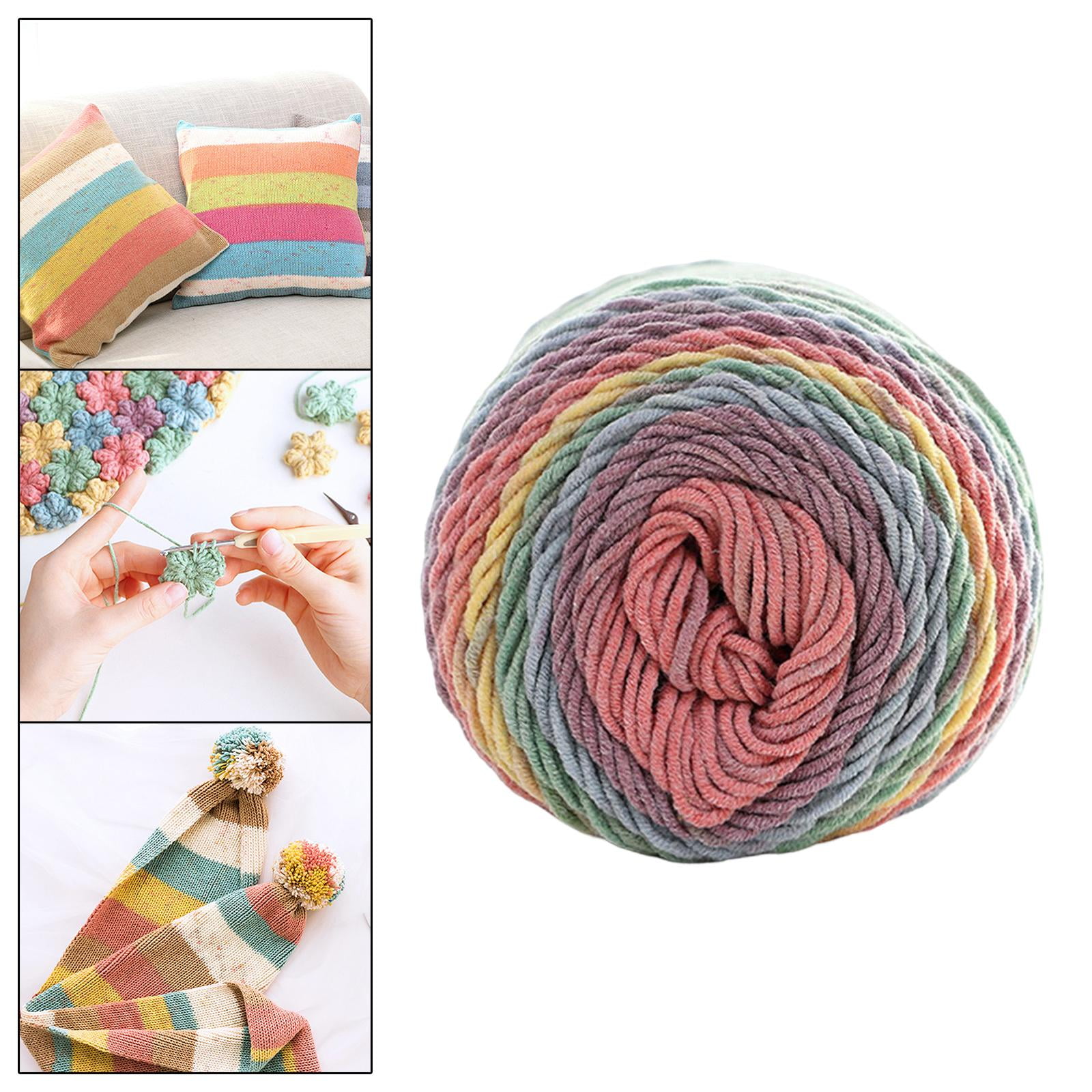 2mm Rainbow Yarn Crochet DIY Cord Braided Rope Soft Handmade Craft Knitting Yarn Polyester Rope for Office Pillow Bag Scarf Sweater A, Women's, Size