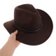 thumbnail image 3 of WRITWAA Sombrero Cowboy Unisex De Fieltro Café Con Ancha Para Fiestas Y Cosplay, 3 of 8
